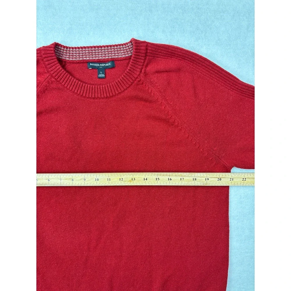 Banana Republic Sweater Mens Large Red Cotton Nylon Wool Blend Crewneck Pullover